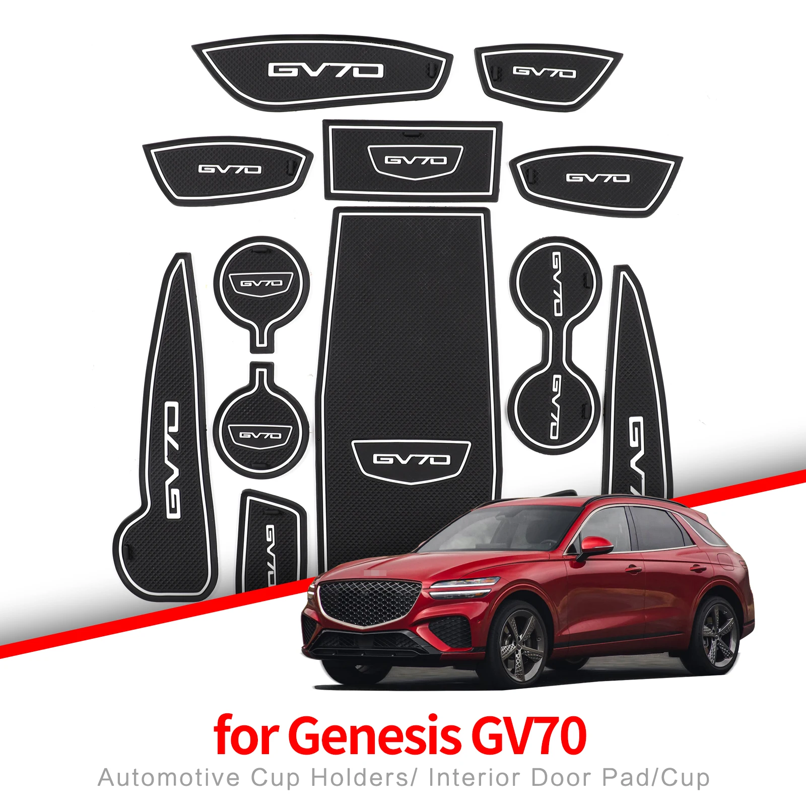 

ZUNDUO Gate Slot Cup Mat for Genesis GV70 2021 2022 Interior Accessories Anti-Slip Door Groove Pad Rubber Coaster Decoration