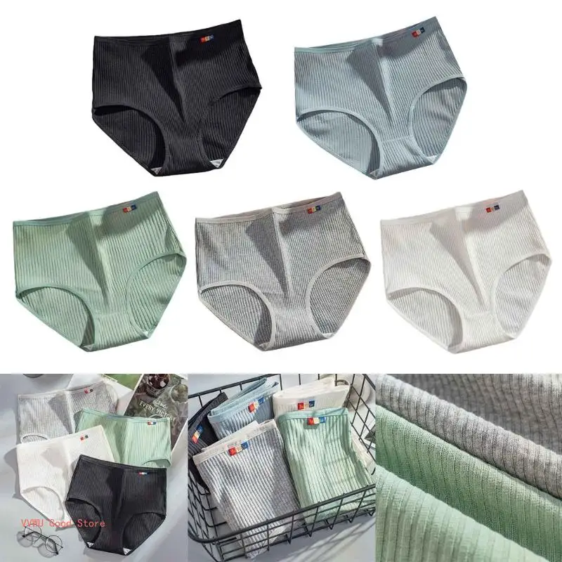 

Cotton Underwear Women High Waist Panties Comfortable Solid Color Underpants
