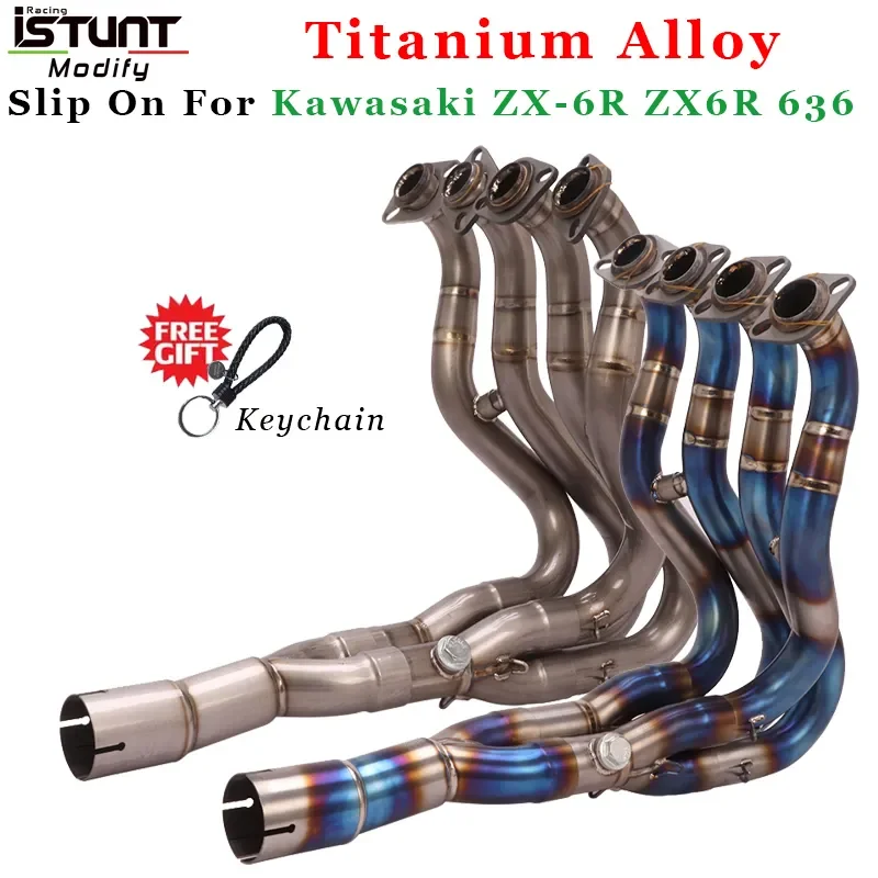 

on Full System Motorcycle Exhaust Escape for kawasaki ZX6R zx-6r 636 Modify Alloy Connect Front Mid Link Pipe