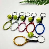 simulation tennis keychain mini tennis racket ornament keyring fashion sports accessories key chain couple