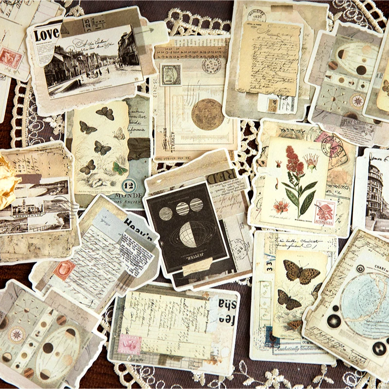 

Yoofun 30pcs/lot Creative Retro Collage Junk Journal Decoration Material Papers Retro Scrapbooking DIY Paper Stationery Card