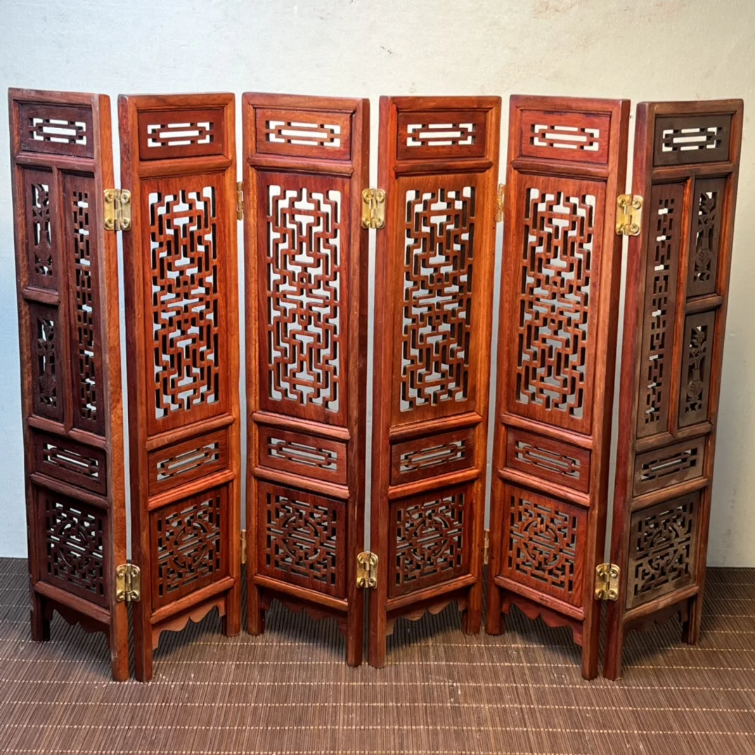 

China Collect Exquisite Hand-carved Chinese Boxwood & Sculpture Small Folding Screens Handicraft Home Decoration#2