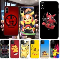 cute deadpool pikachu phone case for iphone 13 12 11 pro max mini xs max 8 7 plus x se 2020 xr cover