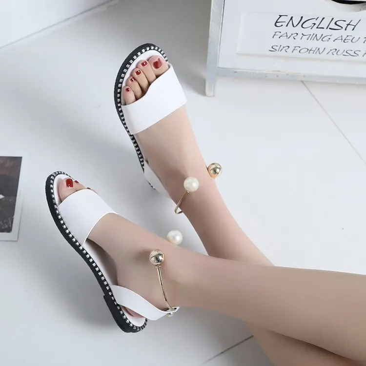 

New Summer Women's Beaded Pearly Sandals Slippers Shoes Women Ladies Flats Sandals Flip Flop Casual Flat Sandals Shoes