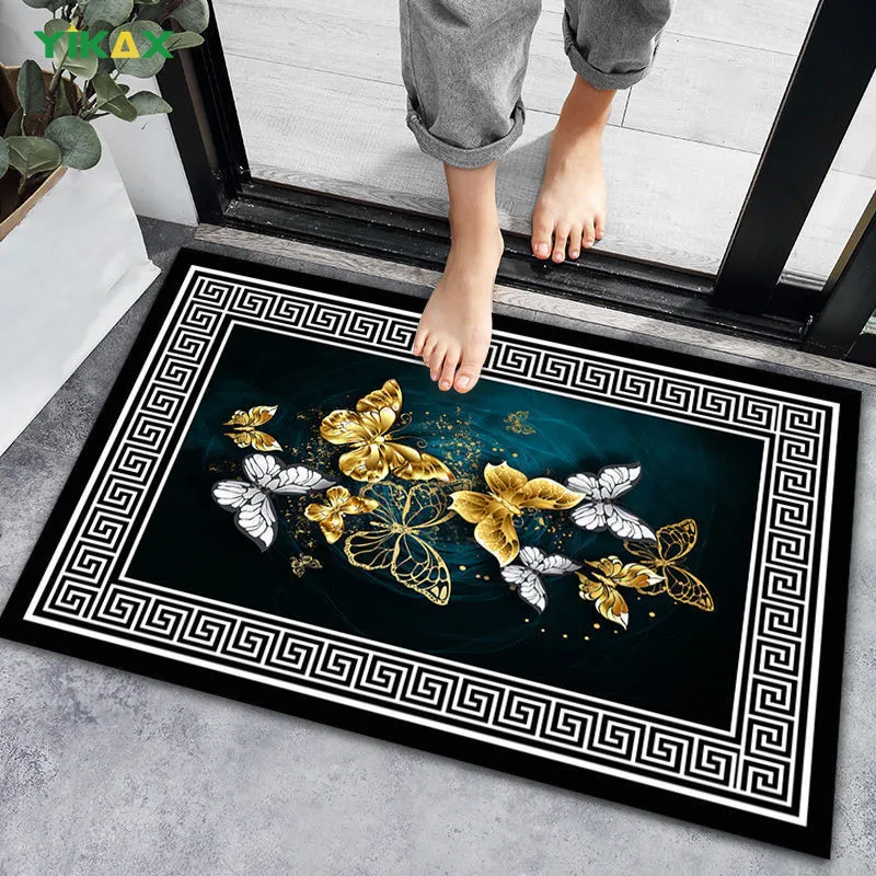 

Luxury Style 3D Kitchen Floor Mat Area Rug Carpet Household Long Strip Anti-slip Bath Entrance Doormat Flannel Modern Home Decor
