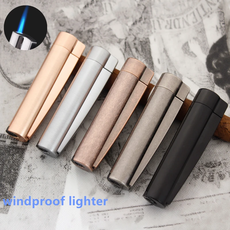 

New Retro Windproof Outdoor Lighter, Metal Butane Gas Jet Torch Turbo Lighter, Portable Cigar Smoking Accessories, Gifts for Men