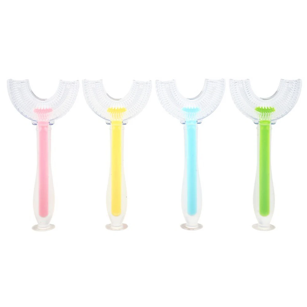 

New Hot Manual U-shaped Toothbrush 360 Degree Children's Oral Care Cleaning Tool Manual Training Tooth Brush Silicone Brush Head