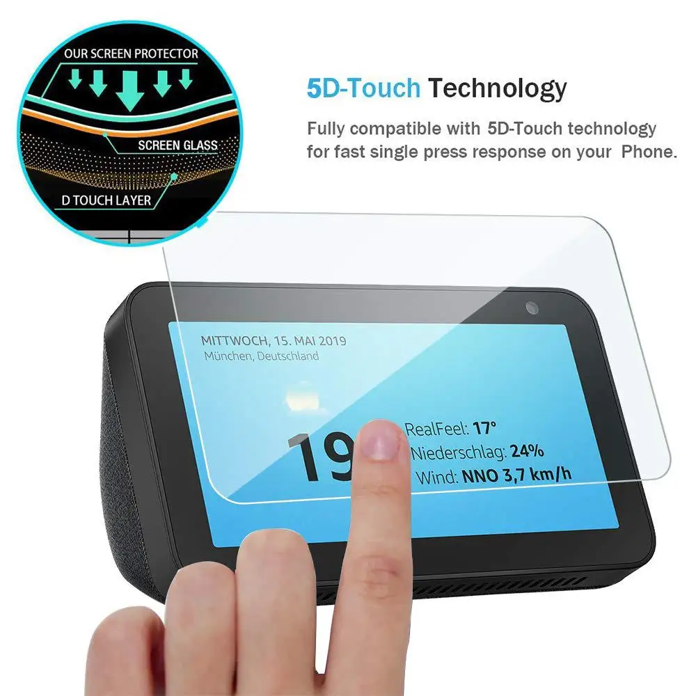 

For Amazon Echo Show 5 Scratch Resistance Screen Protector Tempered Glass Show 5 8.0" HD Protective Glass Film Touch Technology