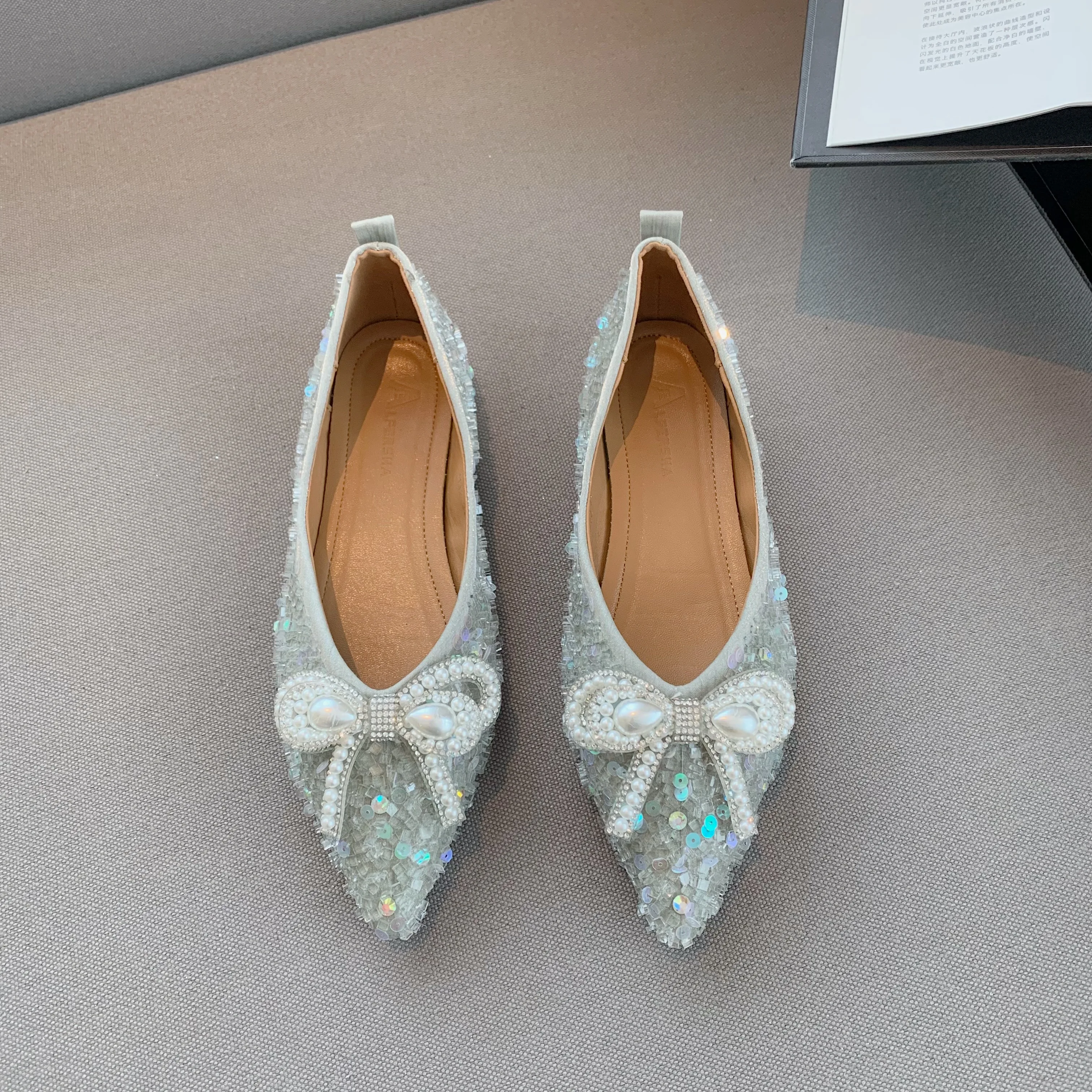 

Women Shoes Low Heels Slip on Luxury Pumps Mules Square Heels Designer Shoes Bling Bow Knot Pointed Toe Summer Ladies Shoes