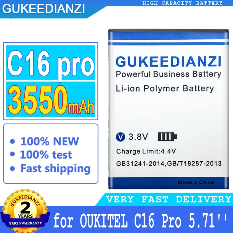 

3550mAh GUKEEDIANZI Battery for OUKITEL C16 PRO 5.71'' Android 9.0 19:9 MT6761P 3GB 32GB Big Power Bateria