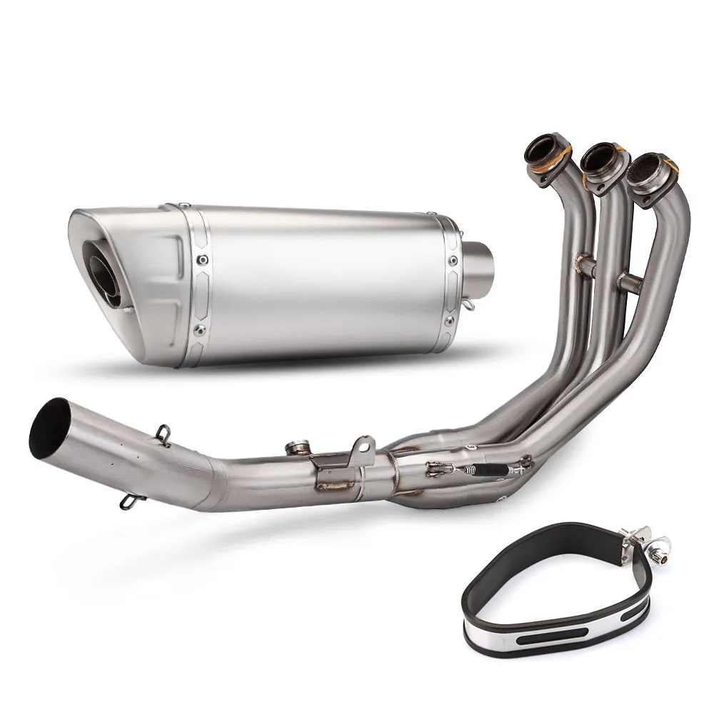 Надевается для YAMAHA MT09 MT09SP FZ09 2021-2024, выхлопная система мотоцикла, модифицированная передняя труба, углеродное крепежное кольцо глушителя