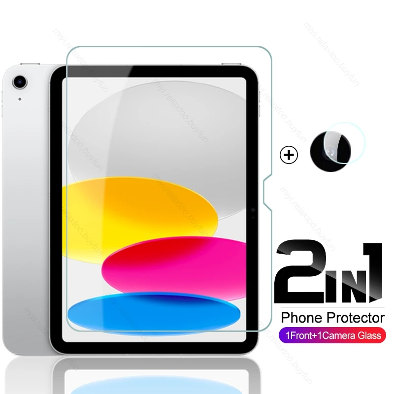 

2-в-1 Защитное стекло для объектива камеры Apple iPad (2022) A2757 10,9 Дюйма 9H Премиум Защитная пленка для экрана для iPad 10-го поколения