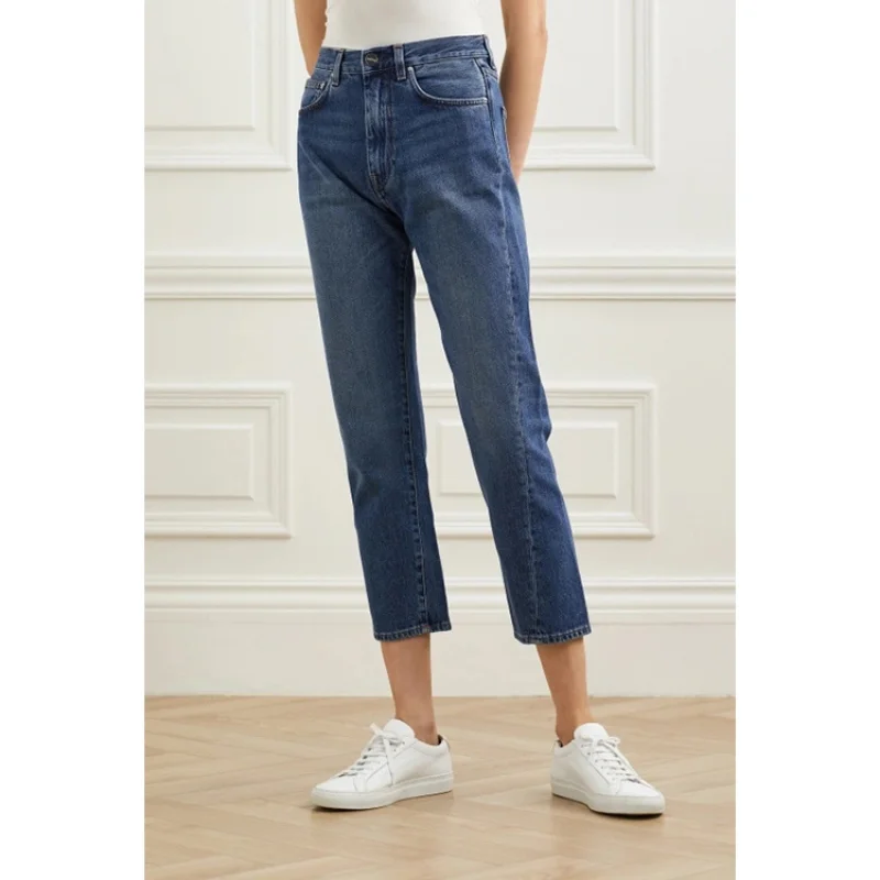 

Women's Jeans Straight High Waist Slim Twist Ankle Pants