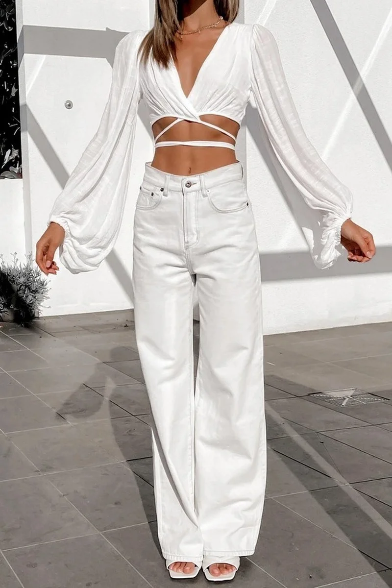 Donsignet New Temperament Solid Jeans for Women Straight Thin Pockets Trousers Women Jeans