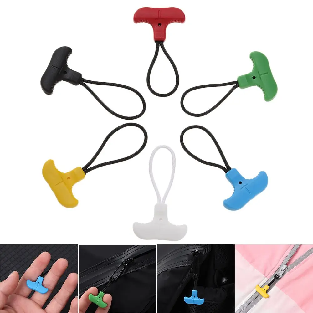 

5Pcs Colorful Tactical Bags Clothing Durable T-shaped Zipper Backpack Zipper Pull Fixer Puller Replacement