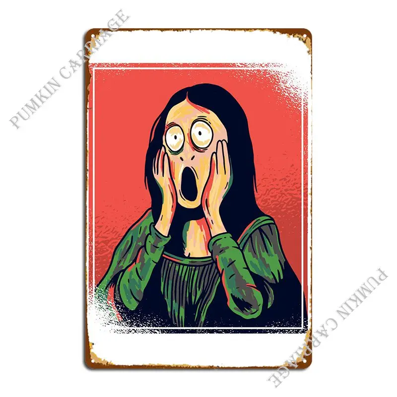 

Забавный мультяшный металлический плакат с Моной Лизой, дизайнерский Настенный декор, Настенная роспись, домашний жестяной плакат