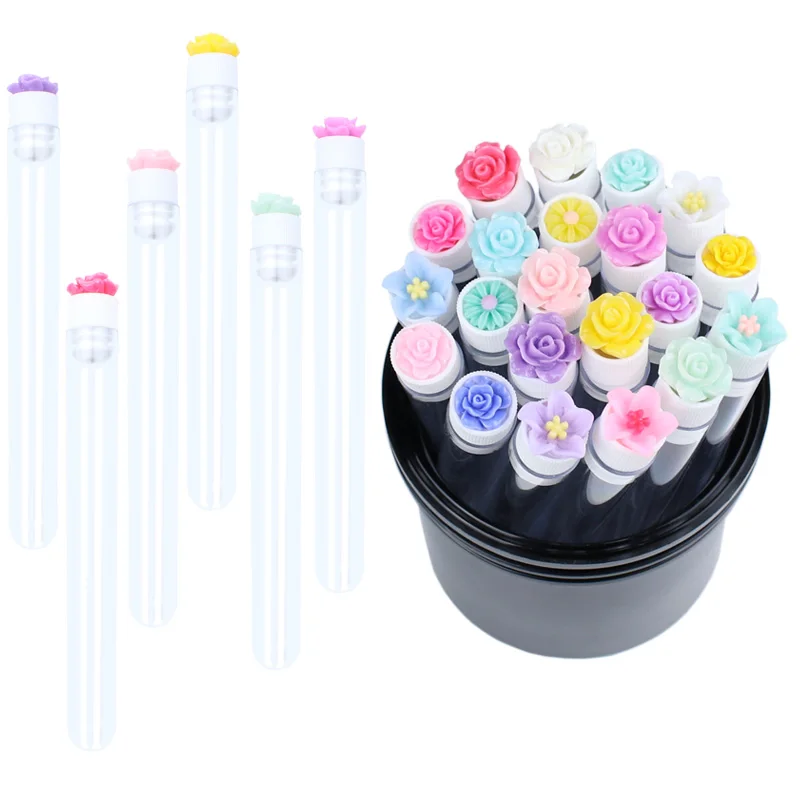 50pcs Flower Style Reusable Eyebrow Brush Empty Tube Eyelash Extension Applicator Disposable Mascara Wand Diamond Eyelash Brush