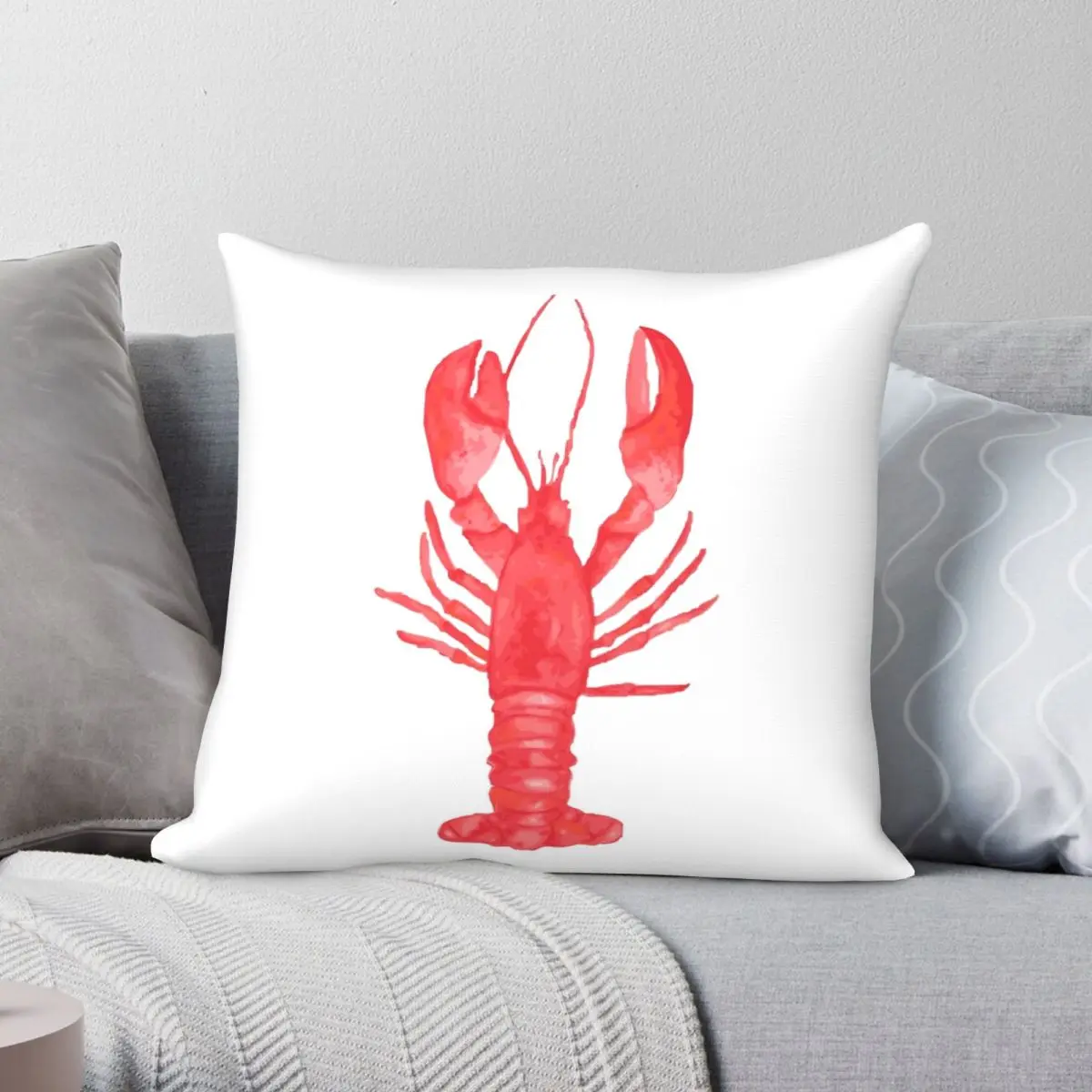 

Наволочка с акварельным рисунком лобстер, наволочка из полиэстера, льна, бархата, декоративная домашняя Наволочка на молнии