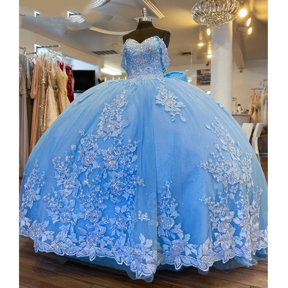 ANGELSBRIDEP бальное платье для девочек 15-летних платьев Quinceanera небесно-голубое