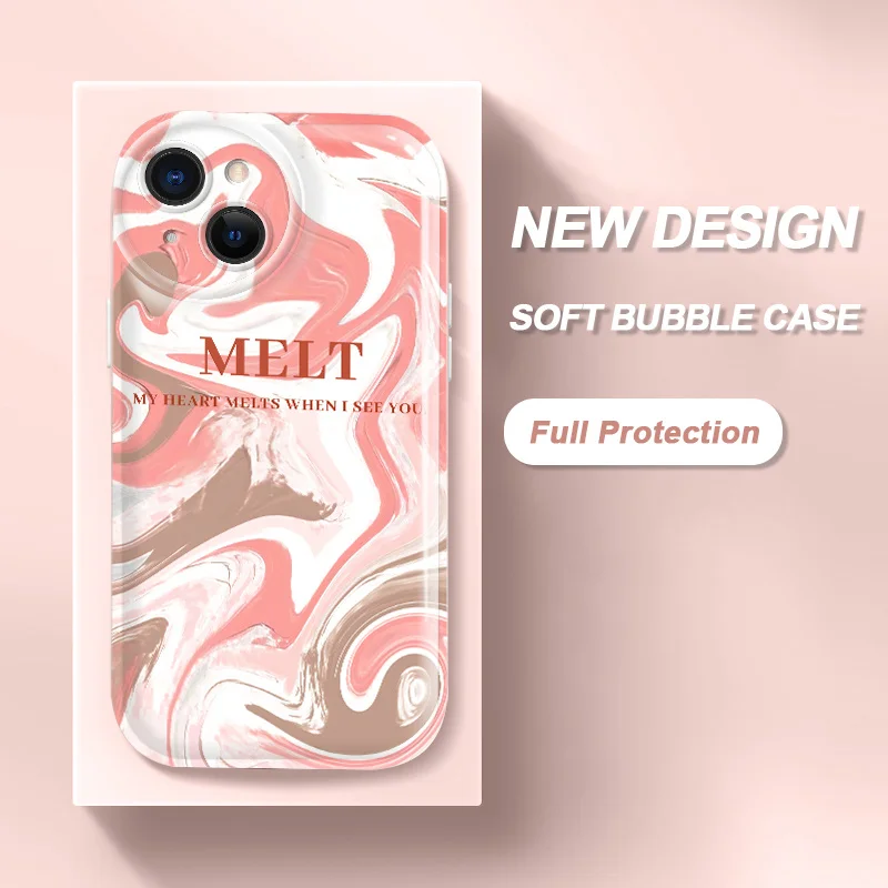 

For iPhone 14 11 12 13 X XR XS Plus Pro Max 13 Mini 6 6S Plus 7 8 SE2 SE3 Case Fluid oil painting Bubble Phone Case Glossy Air