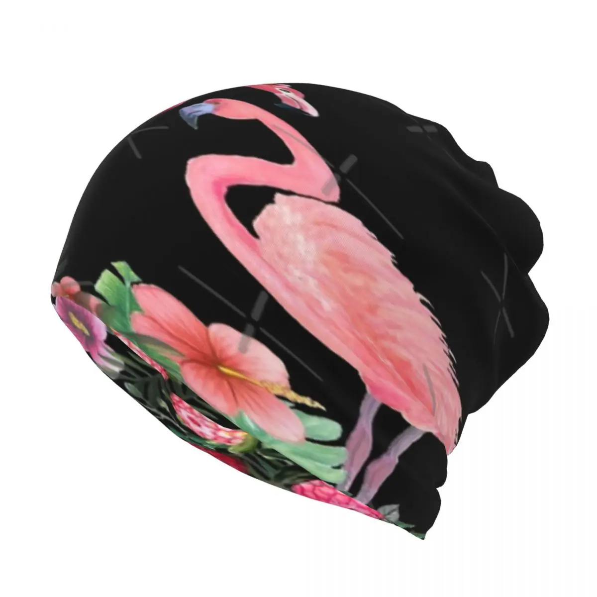 

Flamingo With Tropical Flowers Multifunction Beanie Hat For Personalized Nice Decorations Sports Soft Fabric Nice Gift