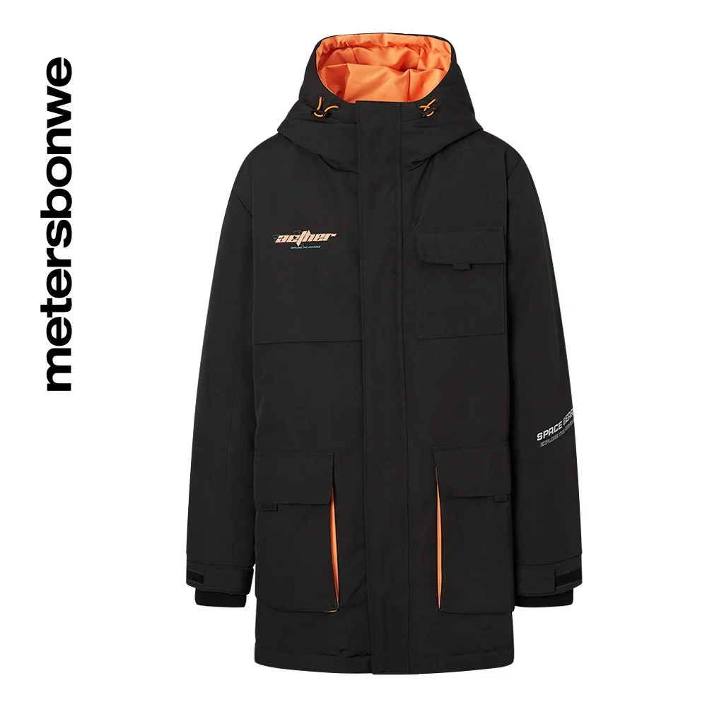 Metersbonwe Long Hooded Down Jacket Men Winter Simple Down Coat Male Fashion Overcoat Outerwear Warm Greatcoat Brand Clothing