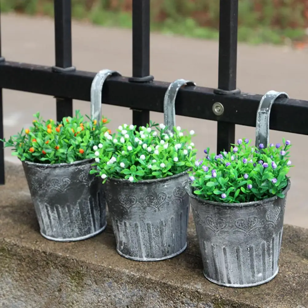 

2 Pcs Tin Flower Pots Large Capacity Cultivate Deep Bottom Decorative Drainage Vintage Hanging Flower Buckets Garden Supplies