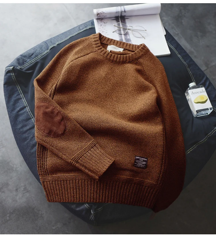 

Men Pullover Sweater Autumn New Fashion Casual Loose Thick O-Neck Wool Knitted Oversize Harajuku Streetwear Knitwear M-5XL