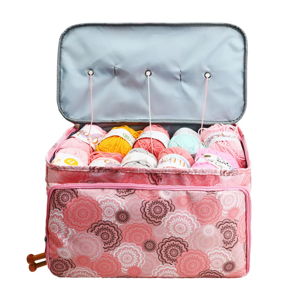 

2022 New Pink Color Yarn Storage Bag Large Crochet Hooks Knitting Bags Portable Sewing Kit Accessories Bag Free Shipping Gift