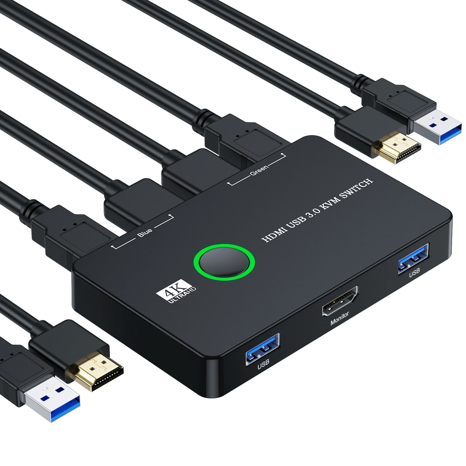 KVM-переключатель HDMI USB3.0, переключатель для 2 компьютеров, совместное использование мыши, клавиатуры, принтера на один монитор HD, поддержка 4K @ 60 Гц