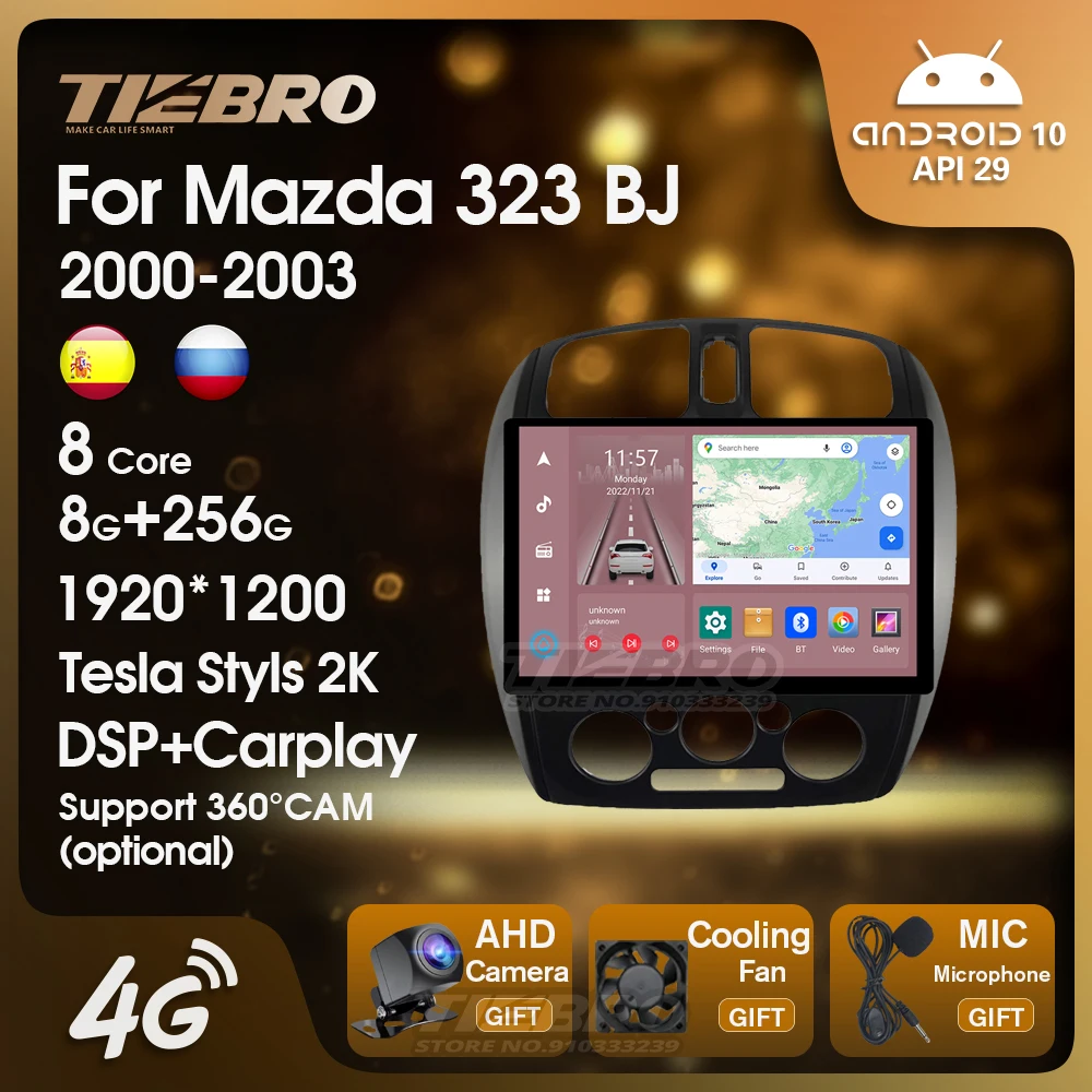 

TIEBRO 13 ''Android автомобильный радиоприемник для Mazda 323 BJ 2000 2001 2002 2003 автомобильный стерео GPS навигатор мультимедийный видеоплеер Carplay DSP