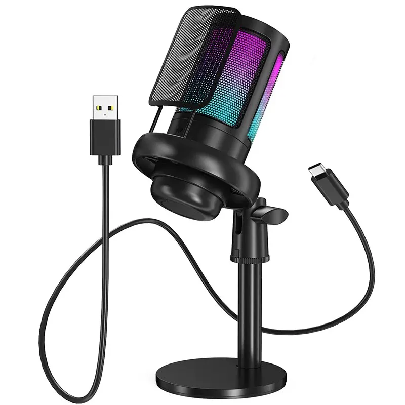 USB 마이크 스튜디오 전문 콘덴서 마이크, PC 컴퓨터 녹음 스트리밍 게임 노래방 노래 A6V A8 마이크