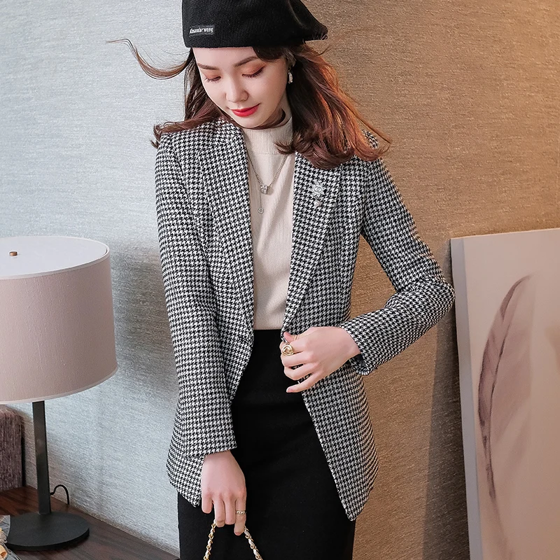 

Spring Fall Casual Blazer Women Jackets Office Ladies Female Work Uniform Business Clothes OL Elegant