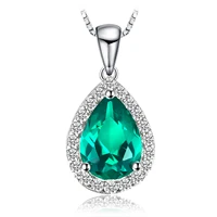 jewelrypalace pear simulated nano emerald 925 sterling silver pendant necklace gemstone statement necklace women without chain