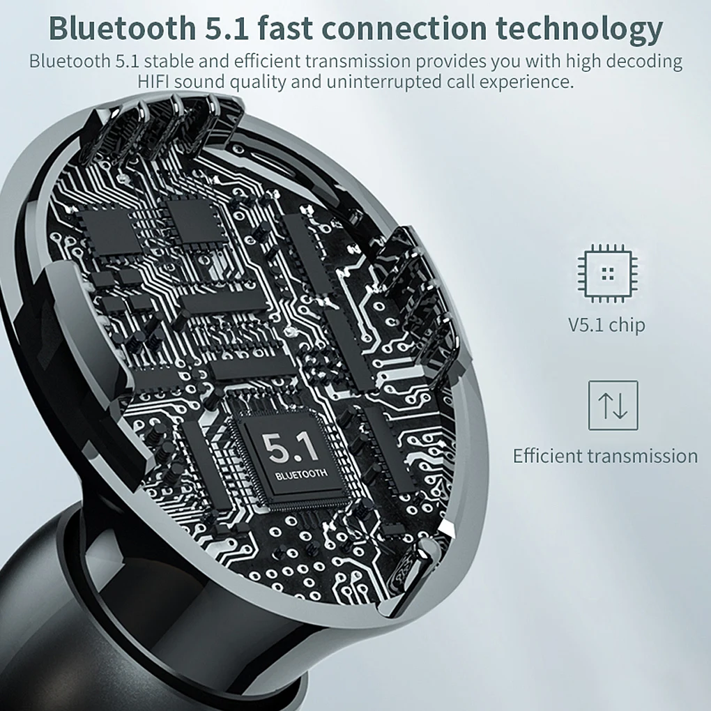 9D StereoTWS Bluetooth 5.1 Earphones Touch Screen Hifi Wireless Headphone Mirrior Design Sports Waterproof Headsets with Mic