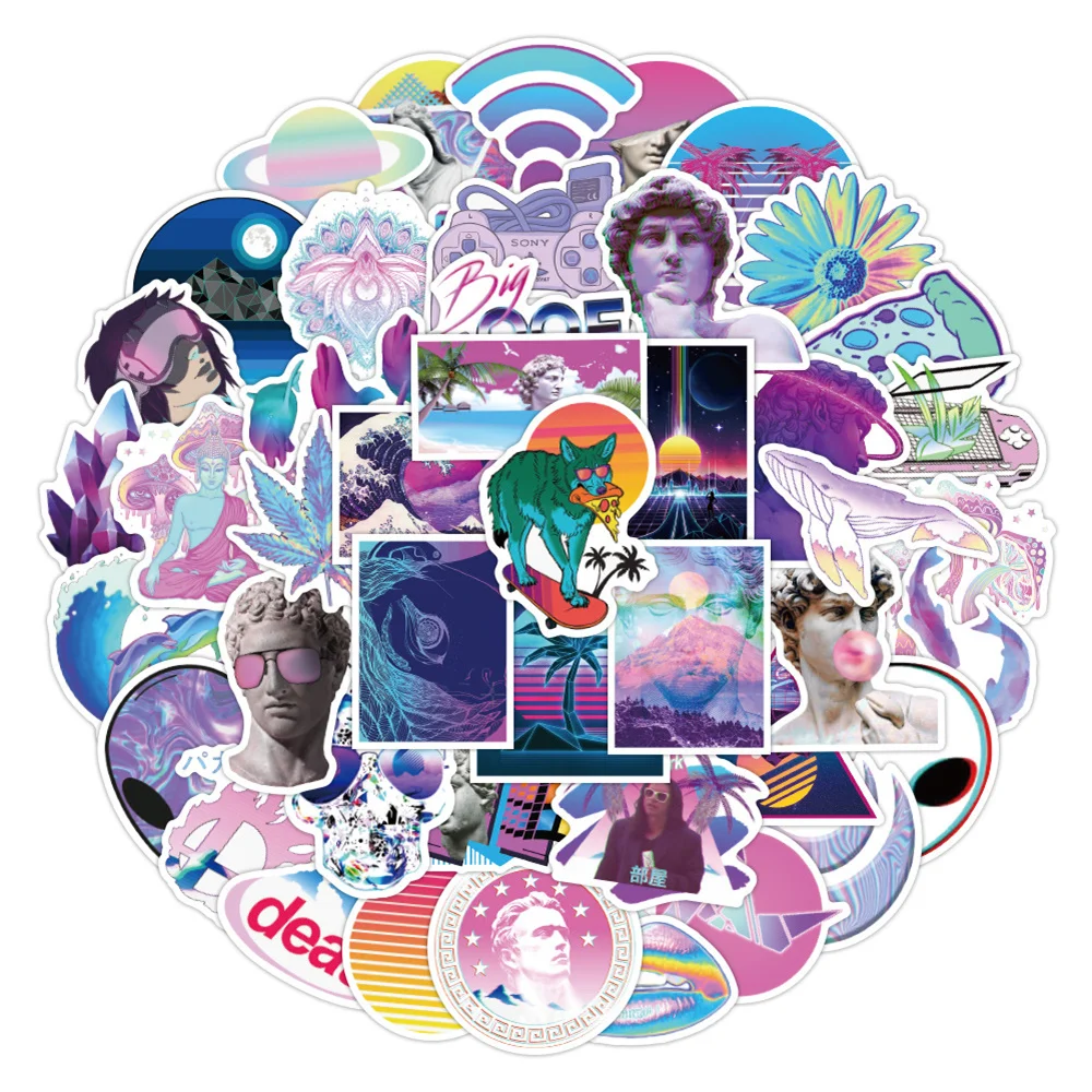 

10/30/50PCS Cartoon Vaporwave Art Aesthetic Stickers DIY Computer Luggage Luggage Guitar Removable Stickers Wholesale