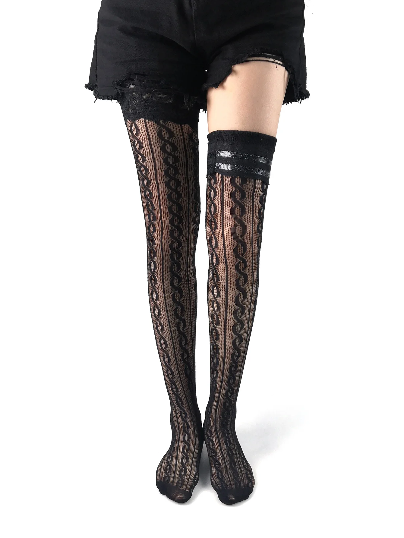 Женские кружевные чулки силиконовые противоскользящие высокие носки до бедра