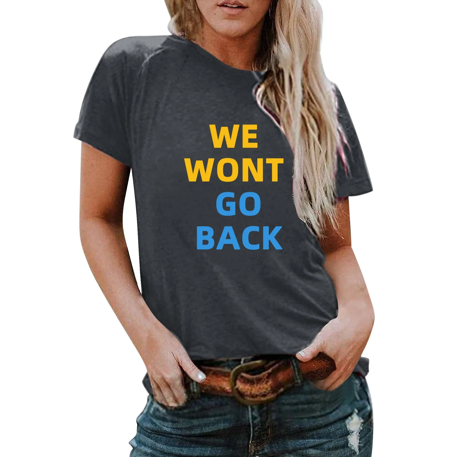 

Женская Мягкая свободная футболка с коротким рукавом и круглым вырезом