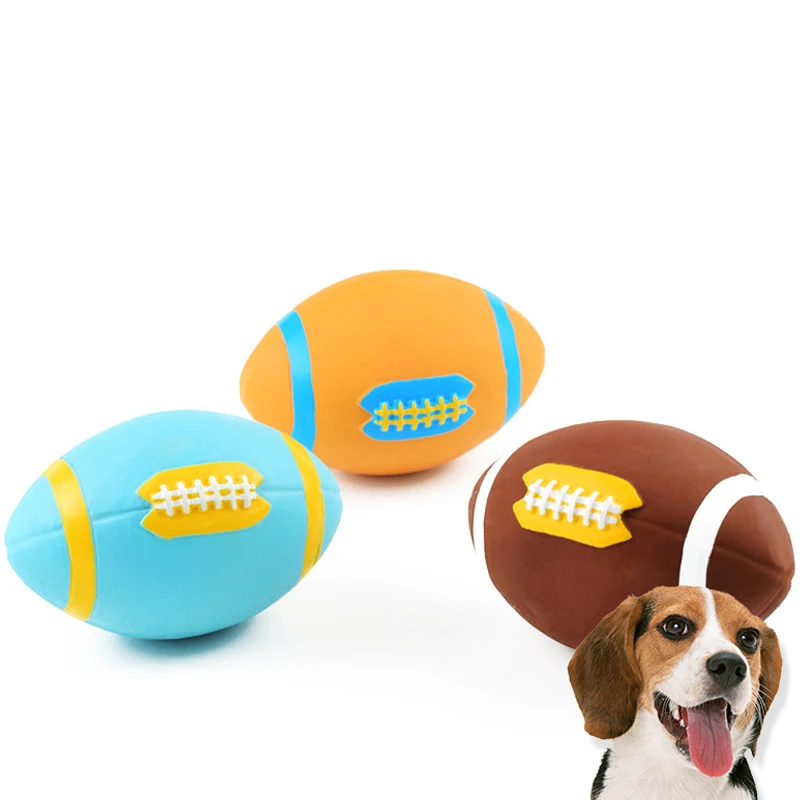 

Squeaky Rugby Dog Rubber Toys Dog Chew Toy Ball Shape Bite Resistant Puppy Sound Toy Dog Supplies for Small Medium Large Dog