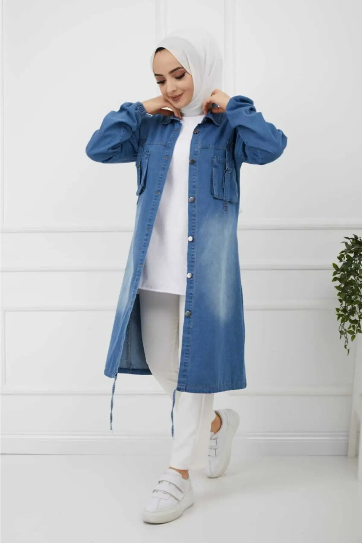 

Женская модная джинсовая куртка, пальто, Джинсовая туника, куртка с прорезями на пуговицах