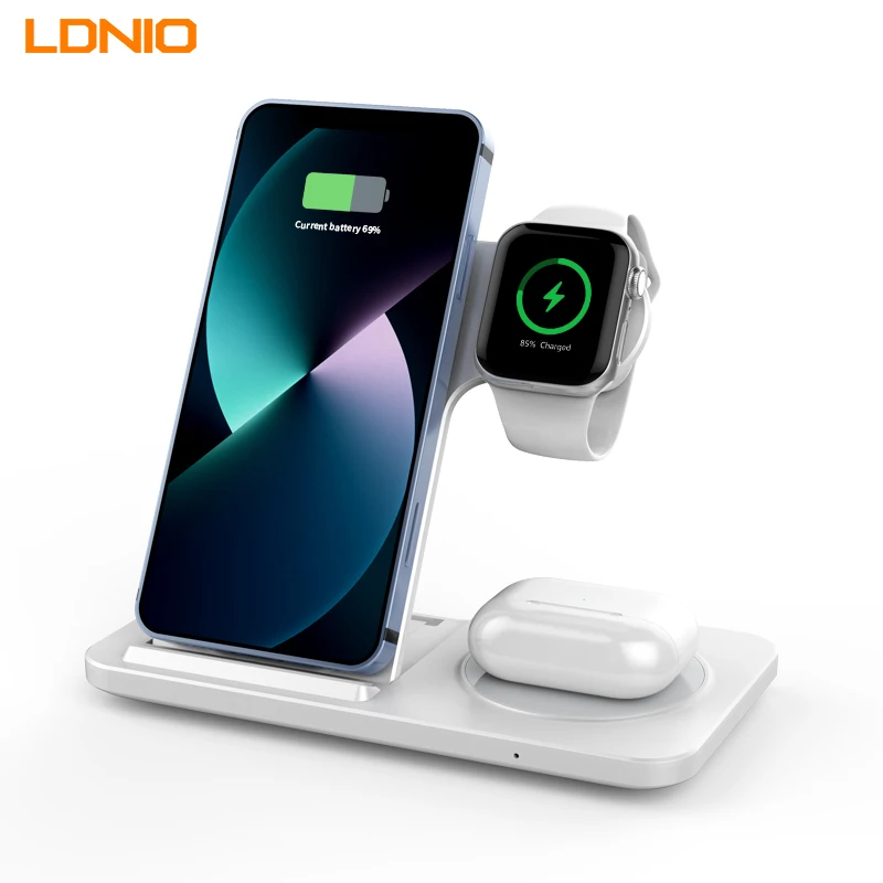 

3 IN1 Foldable Wireless Chargers Stand 15W fast charging Dock Station For mobile phone/Apple Watch/Bluetooth headset Charger