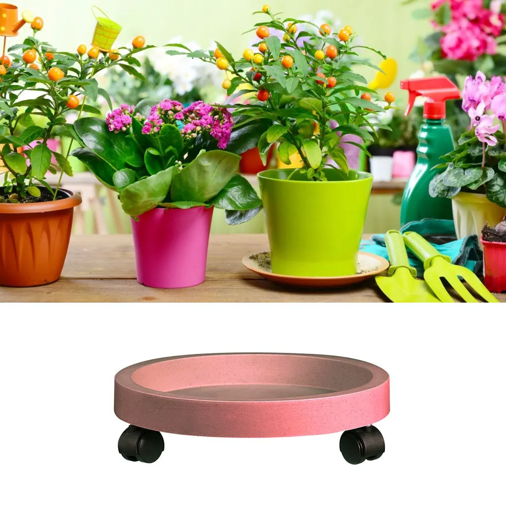 Round Flower Pot Mover Large Rolling Plant Caddy Indoor Outdoor Planter Trolley
