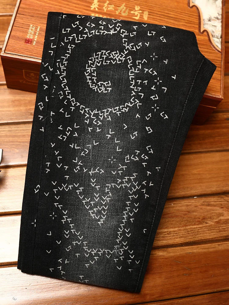 Женские роскошные модные черные джинсы для мужчин на осень и зиму эластичные