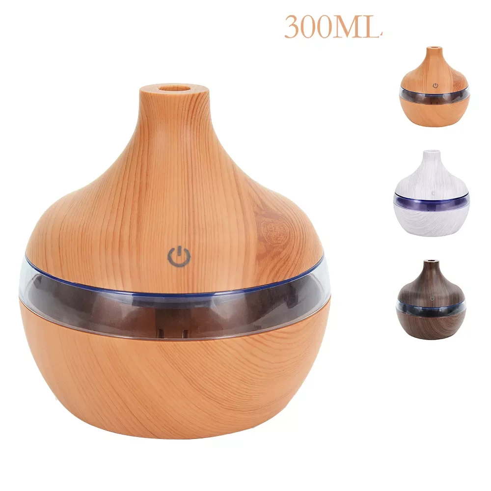 

USB 300ML Humidifier LED Colorful Night Light Aroma Diffuser Pure White/Wood Grain For Home Car Office