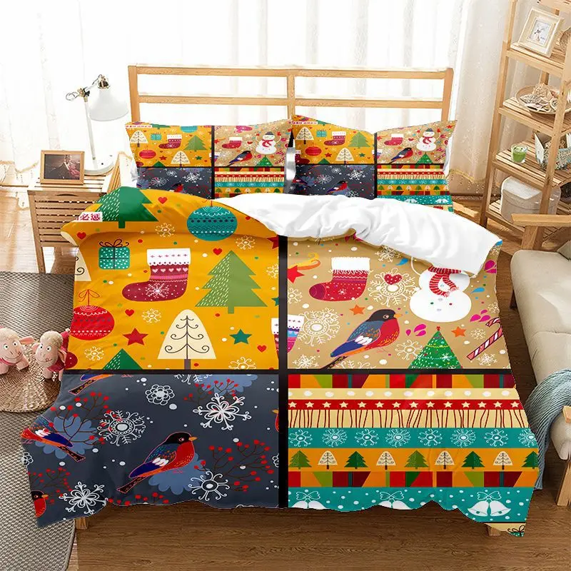 

Christmas Bedding Set Queen Twin Cartoon Santa Claus Digital Printing Duvet Cover Set 2/3 Pcs for Christmas Gifts Home Decor