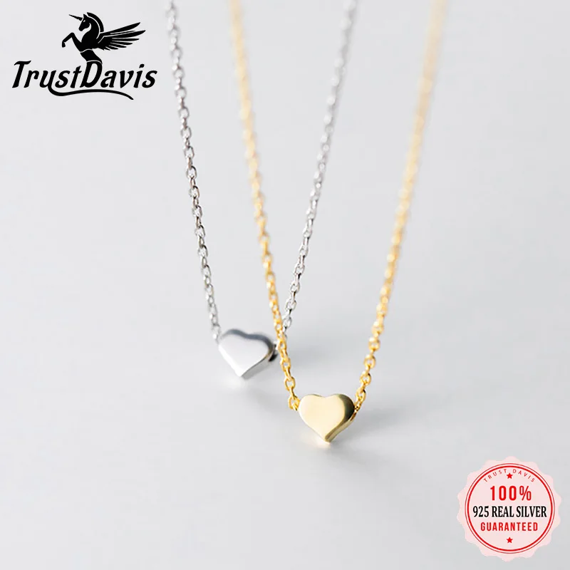

Trustdavis Genuine 925 Sterling Silver Romantic Heart Pendant Necklaces For Women Wedding Anniversary Fine S925 Jewelry DA1226