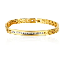 fashion women men bracelet with cubic zircon 18k yellow gold filled wrist chain link gift 19cm long