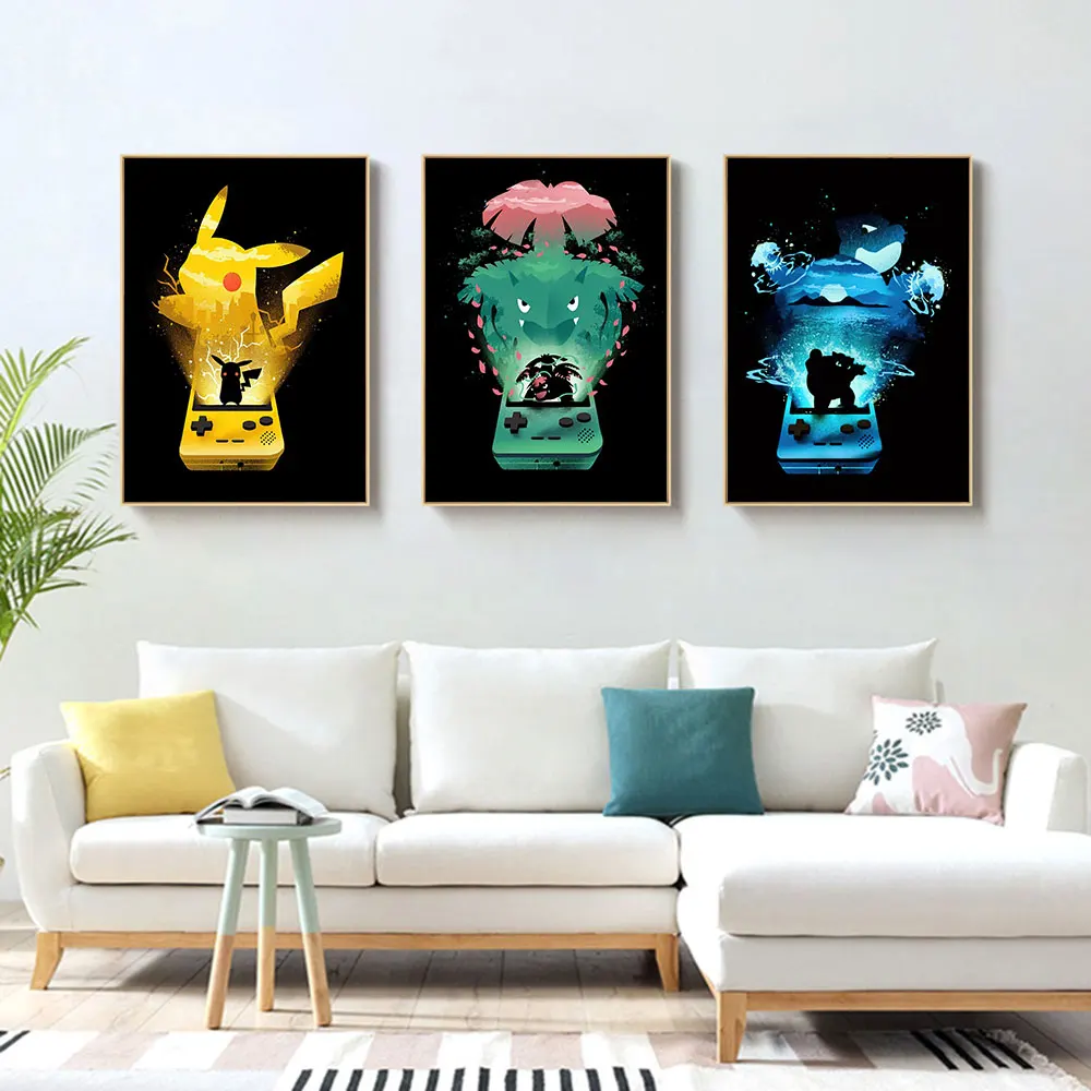 

Anime Pokemon Kawaii Pikachu Charizard Posters Modern Abstract Picture Art Wall Canvas Painting for Baby Room Decor Holiday Gift