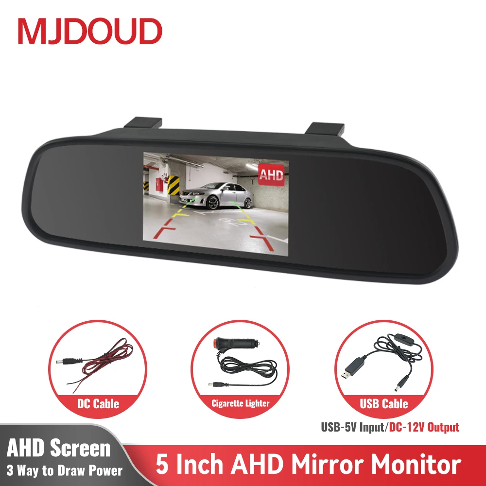 MJDOUD 5-дюймовый автомобильный зеркальный монитор AHD для парковки транспортных