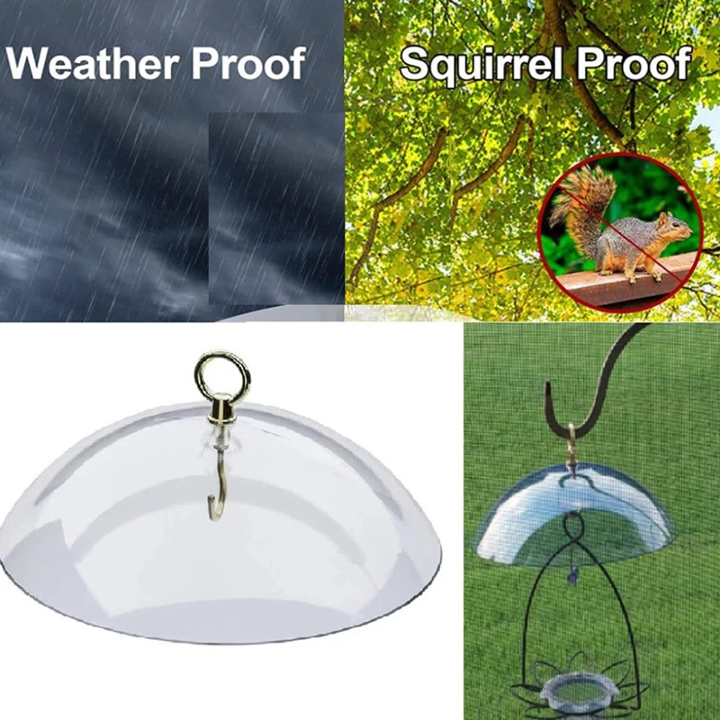 

Bird Feeder Clear Protective Dome Anti-squirrel Rain-proof Hanging Hummingbird Rain Cover Guard Baffle With Hooks